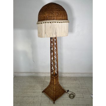 LAMPADA TERRA RATTAN MIDOLLINO FUNZIONANTE 1980 DESIGN VINTAGE PIANTANA LAMP