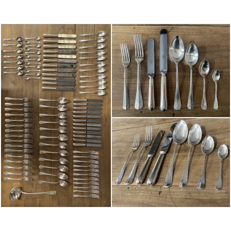 SERVIZIO POSATE Calderoni 6 PERSONE 94 PZ ALPACCA ARGENTATO VINTAGE '50