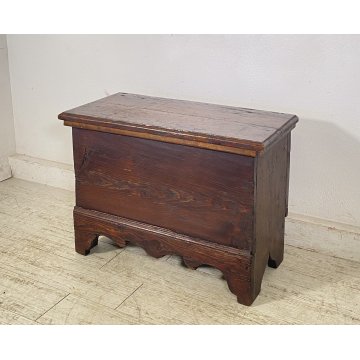 ANTICA PICCOLA CASSAPANCA LEGNO ABETE PANCA BAULE EPOCA 1900 RUSTICA PIEMONTESE