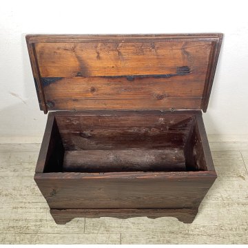 ANTICA PICCOLA CASSAPANCA LEGNO ABETE PANCA BAULE EPOCA 1900 RUSTICA PIEMONTESE
