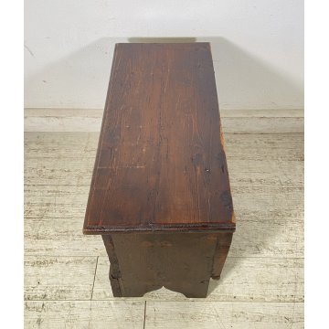 ANTICA PICCOLA CASSAPANCA LEGNO ABETE PANCA BAULE EPOCA 1900 RUSTICA PIEMONTESE