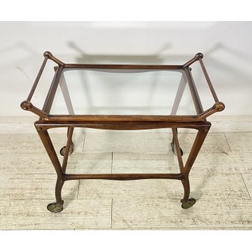 CARRELLO BAR PORTA VIVANDE ANNI 60 DESIGN CESARE LACCA MID CENTURY LEGNO VETRO