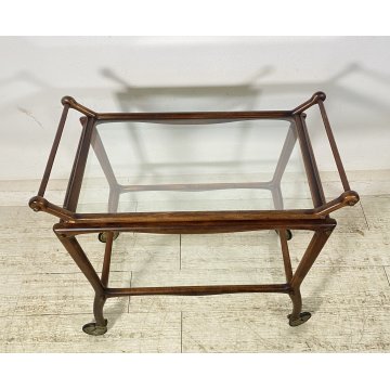 CARRELLO BAR PORTA VIVANDE ANNI 60 DESIGN CESARE LACCA MID CENTURY LEGNO VETRO