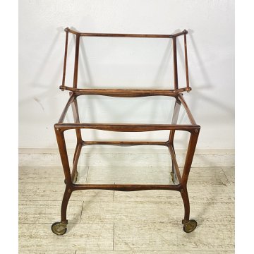 CARRELLO BAR PORTA VIVANDE ANNI 60 DESIGN CESARE LACCA MID CENTURY LEGNO VETRO