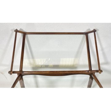 CARRELLO BAR PORTA VIVANDE ANNI 60 DESIGN CESARE LACCA MID CENTURY LEGNO VETRO