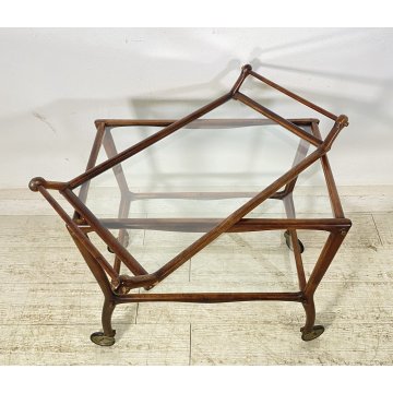 CARRELLO BAR PORTA VIVANDE ANNI 60 DESIGN CESARE LACCA MID CENTURY LEGNO VETRO