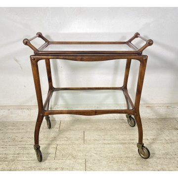 CARRELLO BAR PORTA VIVANDE ANNI 60 DESIGN CESARE LACCA MID CENTURY LEGNO VETRO