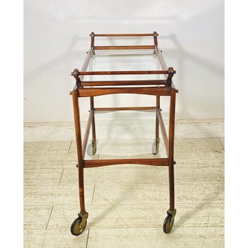 CARRELLO BAR PORTA VIVANDE ANNI 60 DESIGN CESARE LACCA MID CENTURY LEGNO VETRO