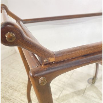 CARRELLO BAR PORTA VIVANDE ANNI 60 DESIGN CESARE LACCA MID CENTURY LEGNO VETRO