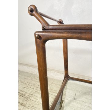 CARRELLO BAR PORTA VIVANDE ANNI 60 DESIGN CESARE LACCA MID CENTURY LEGNO VETRO