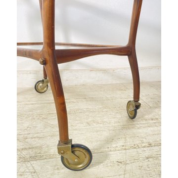 CARRELLO BAR PORTA VIVANDE ANNI 60 DESIGN CESARE LACCA MID CENTURY LEGNO VETRO