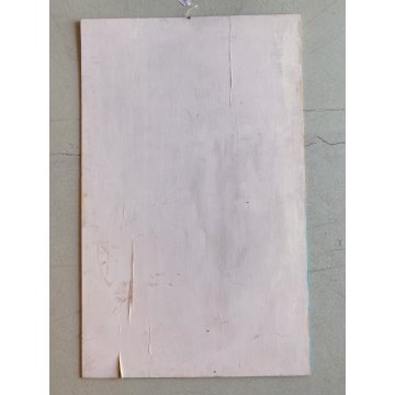 DIPINTO OLIO TAVOLA TROMPE L' OEIL VEDUTA FINESTRA PAESAGGIO COLLINARE '900
