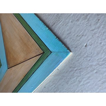 DIPINTO OLIO TAVOLA TROMPE L' OEIL VEDUTA FINESTRA PAESAGGIO COLLINARE '900