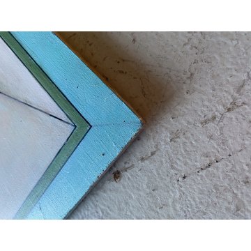 DIPINTO OLIO TAVOLA TROMPE L' OEIL VEDUTA FINESTRA PAESAGGIO COLLINARE '900