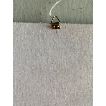 DIPINTO OLIO TAVOLA TROMPE L' OEIL VEDUTA FINESTRA PAESAGGIO COLLINARE '900