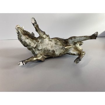 SCULTURA FIGURA CINGHIALE PORCELLANA Biscuit  ANIMALE SELVATICO 19x10,5 cm/h