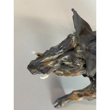 SCULTURA FIGURA CINGHIALE PORCELLANA Biscuit  ANIMALE SELVATICO 19x10,5 cm/h