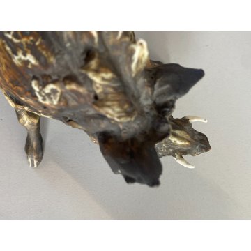 SCULTURA FIGURA CINGHIALE PORCELLANA Biscuit  ANIMALE SELVATICO 19x10,5 cm/h