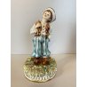 STATUINA  VINTAGE FIGURA PORCELLANA CAPODIMONTE "Ponti" BAMBINO OLANDESE ZOCCOLI