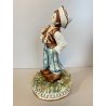 STATUINA  VINTAGE FIGURA PORCELLANA CAPODIMONTE "Ponti" BAMBINO OLANDESE ZOCCOLI