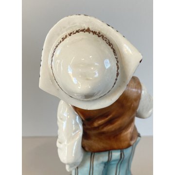 STATUINA  VINTAGE FIGURA PORCELLANA CAPODIMONTE "Ponti" BAMBINO OLANDESE ZOCCOLI