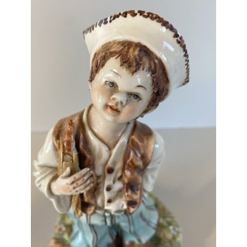 STATUINA  VINTAGE FIGURA PORCELLANA CAPODIMONTE "Ponti" BAMBINO OLANDESE ZOCCOLI