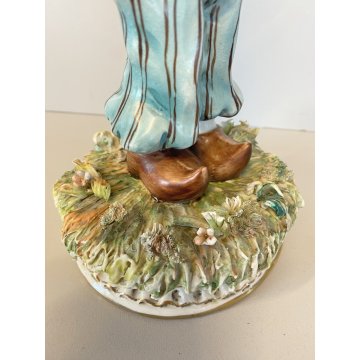 STATUINA  VINTAGE FIGURA PORCELLANA CAPODIMONTE "Ponti" BAMBINO OLANDESE ZOCCOLI