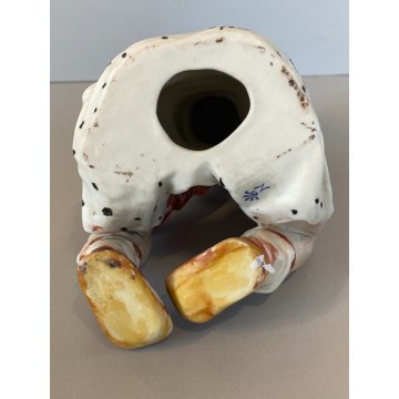 STATUINA VINTAGE FIGURA PORCELLANA CAPODIMONTE FIRMA "Ponti" BAMBINO SEDUTO '900