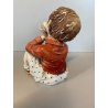 STATUINA VINTAGE FIGURA PORCELLANA CAPODIMONTE FIRMA "Ponti" BAMBINO SEDUTO '900