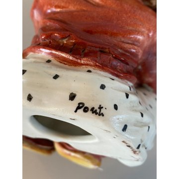 STATUINA VINTAGE FIGURA PORCELLANA CAPODIMONTE FIRMA "Ponti" BAMBINO SEDUTO '900