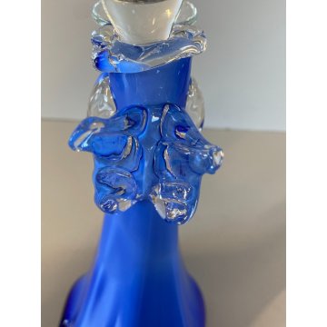 STATUETTA FIGURA ANGELO PORTACANDELA VETRO SOFFIATO MURANO BLUE GLASS ANGEL 23cm
