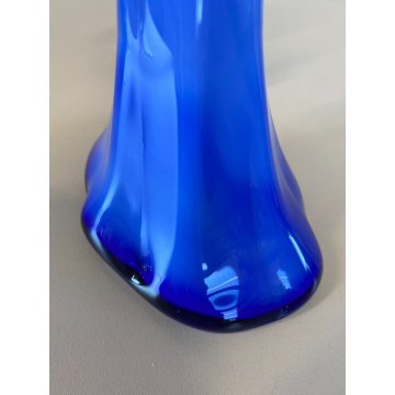 STATUETTA FIGURA ANGELO PORTACANDELA VETRO SOFFIATO MURANO BLUE GLASS ANGEL 23cm