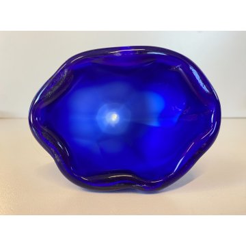 STATUETTA FIGURA ANGELO PORTACANDELA VETRO SOFFIATO MURANO BLUE GLASS ANGEL 23cm