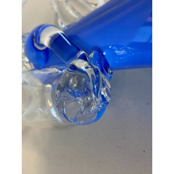 STATUETTA FIGURA ANGELO PORTACANDELA VETRO SOFFIATO MURANO BLUE GLASS ANGEL 23cm