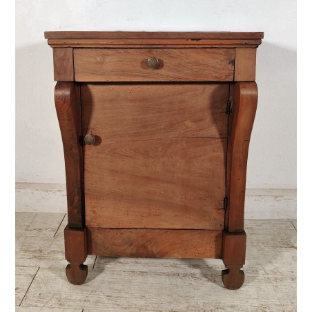 ANTICO COMODINO IMPERO epoca 1800 BAFFO Legno Noce CASSETTO ANTA Old Night Table