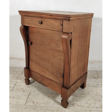 ANTICO COMODINO IMPERO epoca 1800 BAFFO Legno Noce CASSETTO ANTA Old Night Table