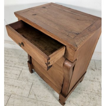 ANTICO COMODINO IMPERO epoca 1800 BAFFO Legno Noce CASSETTO ANTA Old Night Table