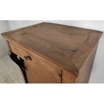 ANTICO COMODINO IMPERO epoca 1800 BAFFO Legno Noce CASSETTO ANTA Old Night Table
