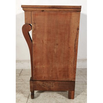 ANTICO COMODINO IMPERO epoca 1800 BAFFO Legno Noce CASSETTO ANTA Old Night Table