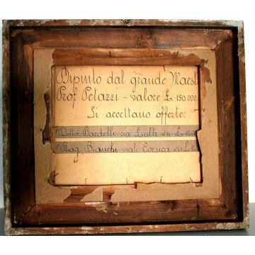 ANTICO PICCOLO QUADRO DIPINTO OLIO TAVOLA G. COLMO PAESAGGIO LACUSTRE PRIMO '900
