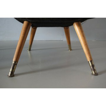 COPPIA POLTRONA ANNI 50 IMBOTTITA NELLO STILE GASTONE RINALDI TESSUTO PELLE NERA
