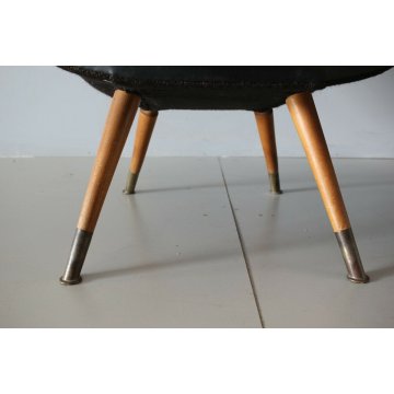 COPPIA POLTRONA ANNI 50 IMBOTTITA NELLO STILE GASTONE RINALDI TESSUTO PELLE NERA