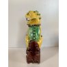 STATUINA CANE FOO  PORCELLANA SMALTO GIALLO LEONE GUARDIANO CINA XX sec. 25cm/h