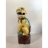 STATUINA CANE FOO  PORCELLANA SMALTO GIALLO LEONE GUARDIANO CINA XX sec. 25cm/h