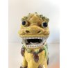 STATUINA CANE FOO  PORCELLANA SMALTO GIALLO LEONE GUARDIANO CINA XX sec. 25cm/h