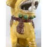 STATUINA CANE FOO  PORCELLANA SMALTO GIALLO LEONE GUARDIANO CINA XX sec. 25cm/h