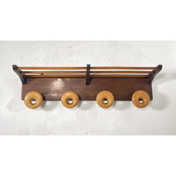 APPENDIABITI PARETE DESIGN LEGNO MIDCENTURY ITALY ANNI 60 ATTACCAPANNI ENTRATA