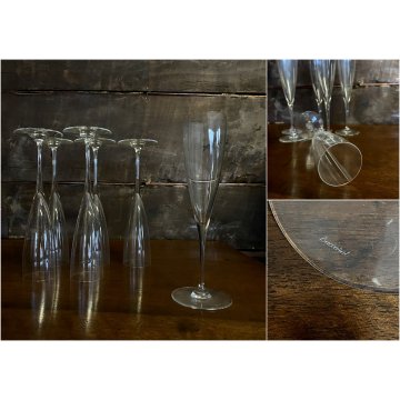 SET 6 BICCHIERI FLUTE A CHAMPAGNE Dom Perignon CRISTALLO Baccarat 23,3 cm/h '900