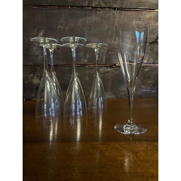 SET 6 BICCHIERI FLUTE A CHAMPAGNE Dom Perignon CRISTALLO Baccarat 20,8 cm/h '60s
