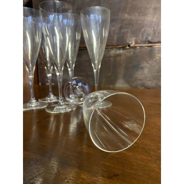 SET 6 BICCHIERI FLUTE A CHAMPAGNE Dom Perignon CRISTALLO Baccarat 20,8 cm/h '60s